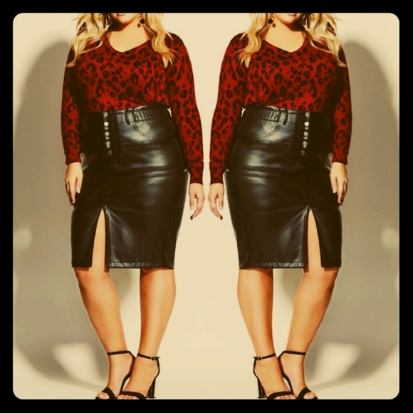City Chic Dresses & Skirts - L City Chic Plus Size 20 Black Faux Leather Skirt